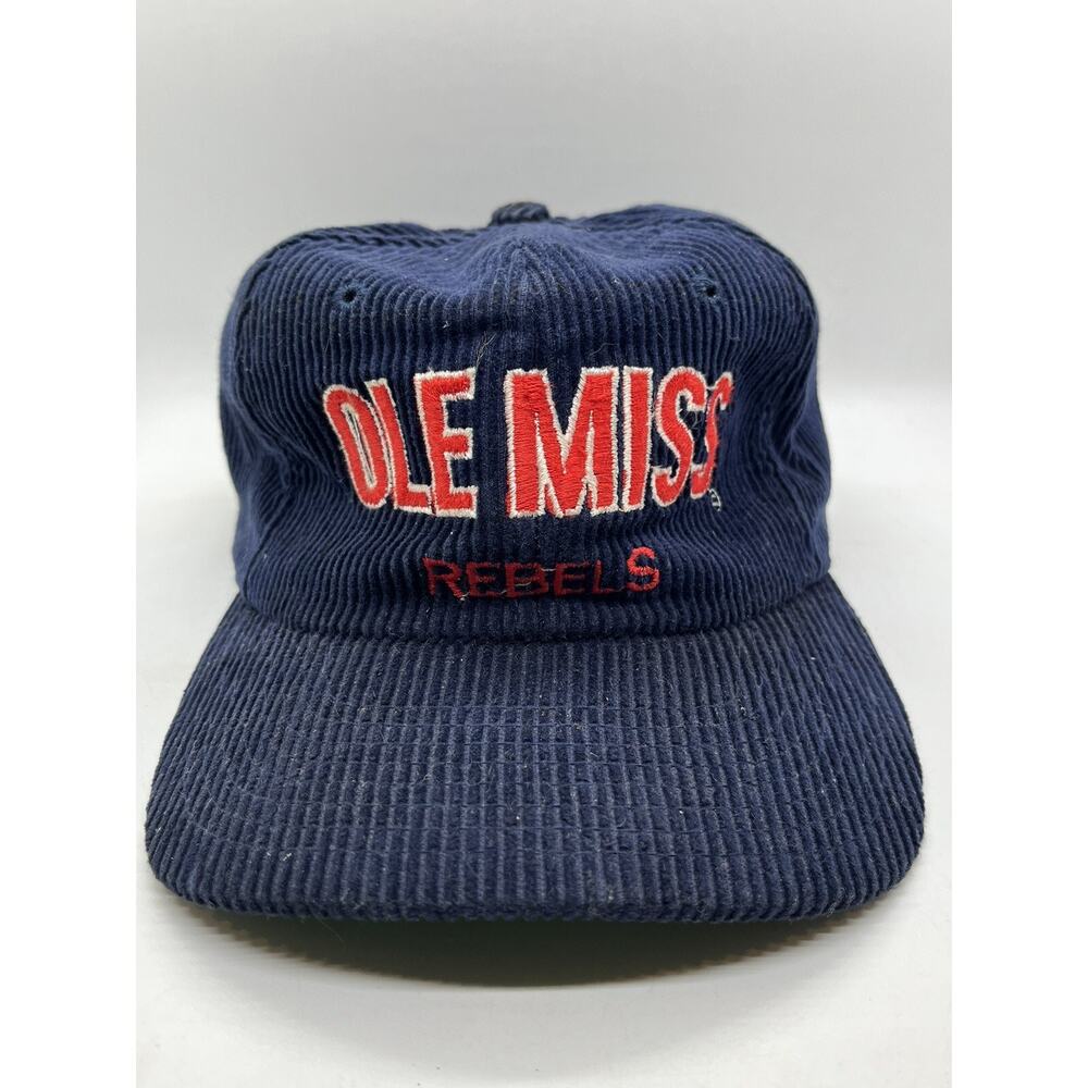 Vintage Blue SnapBack Ole Miss Rebels Corduroy Hat Cap Landshark SEC Colonel Reb